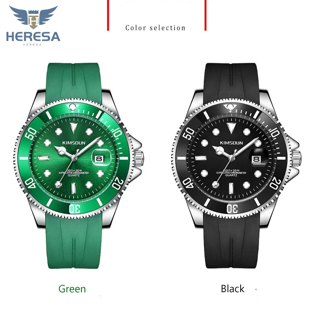 HERESA Advanced Luxury Fashion Diver Watch Men 3ATM Waterproof Date Clock Sport Watches Mens Quartz Wristwatch Relogio Masculino