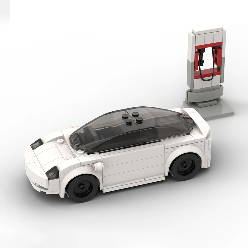 185pcs MOC Tesla Model 3 City Champions Building Blocks Construction Christmas Gift Toy DIY Creative Education Idea Brick Kids