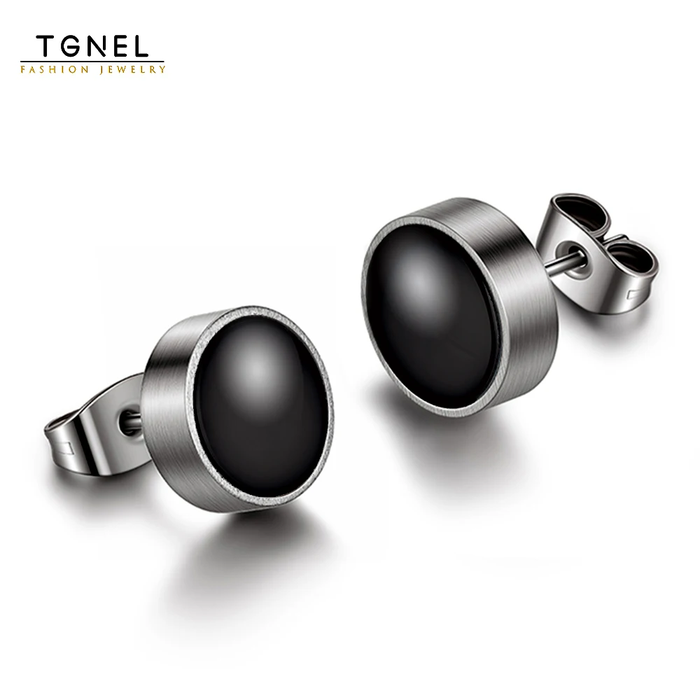 TA2 Titanium Stud Earrings Black White Ceramic Non-Allergenic Nickel Free Elegant Party Gift Jewelry Accessories TA2 Titanium