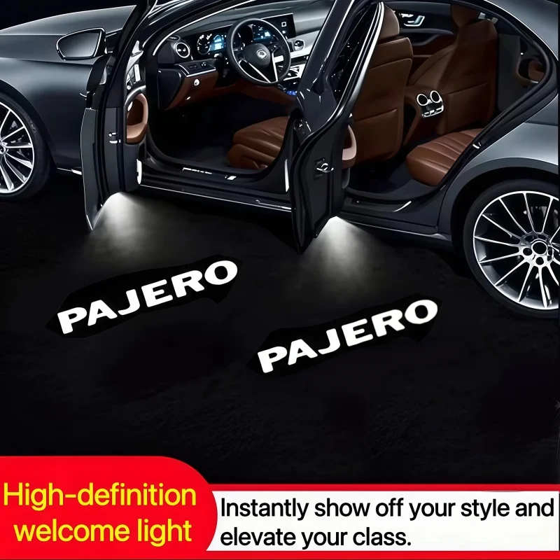 2Pcs Car Door Welcome Light for Mitsubishi PAJERO V87 V93 V97 V33 4 2 3 2006-2017 2018 2019 2020 PAJERO Logo Projector Lamp