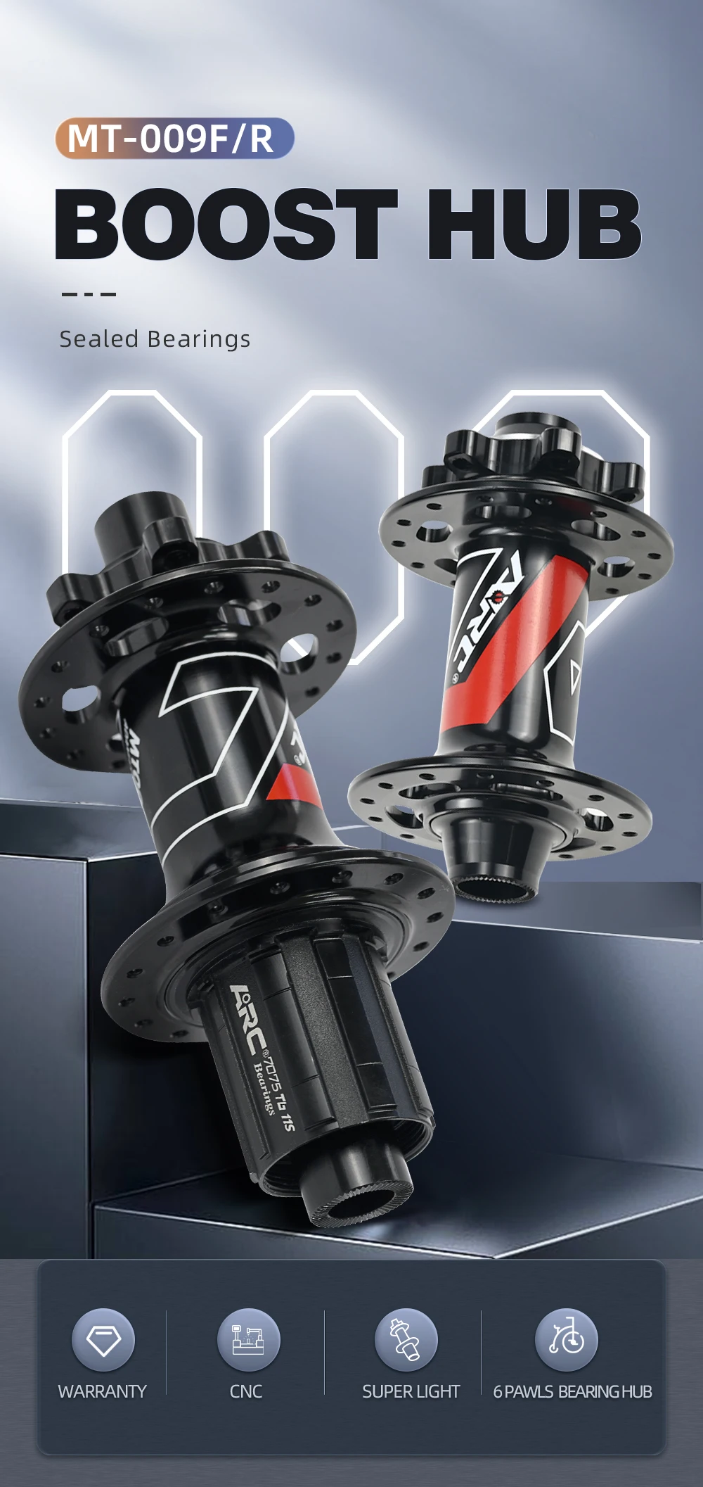 ARC 009 Boost Hub 15x110 12x148 10x141 MTB Boost Hub 32 Löcher Cube Micro spline/Sram XD 12 Geschwindigkeit Zyklus Felge Hub Mit HG – Detail 1