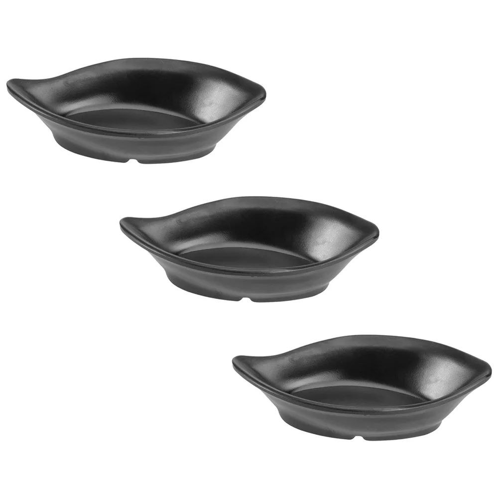 

3Pcs Condiment Dish Black Seasoning Plate for Dipping Sauce Soy Vinegar Oil Modern Minimalist Appetizer Plates Kitchen Snack