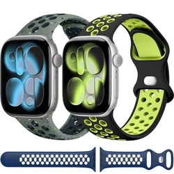 Breathable Silicone Strap for Apple Watch 10 46/42mm 9 8 7 45/41mm Ultra 3 2 49mm Sport Watchband iwatch Series 6 5 4 SE 44 40mm