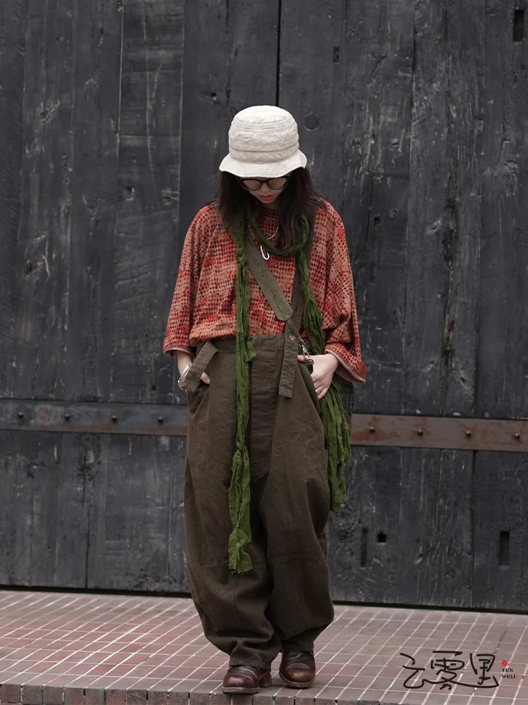 

Свободные повседневные комбинезоны оригинального дизайна Y23SS0086 l, рабочая одежда из смеси хлопка и льна, брюки с длинными ногами, весна 2023, весна 2023