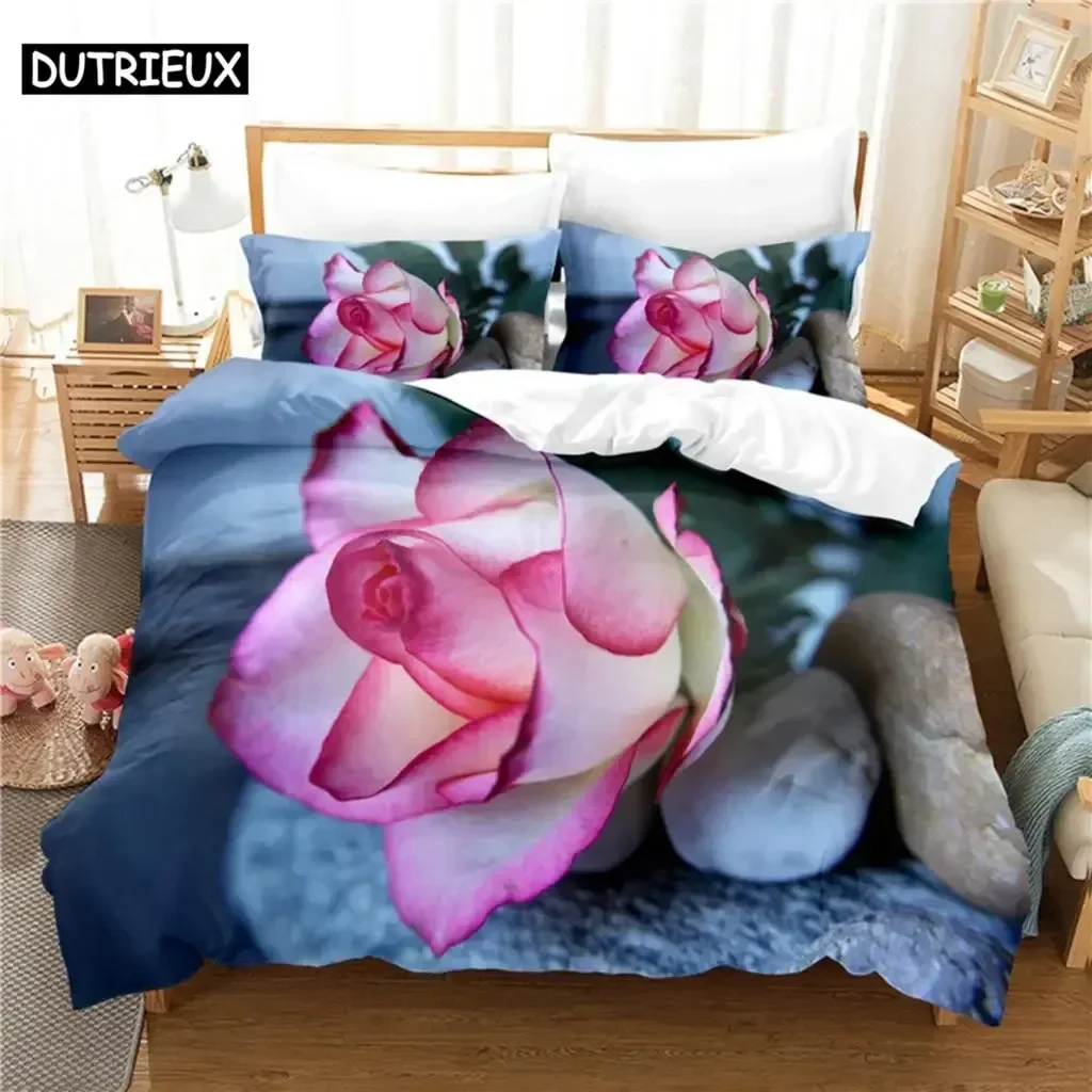 Elegant Flowers Supplies Set Duvet Cover Set Bedding Sets For Adults Bed With Pillowcases No Filling Luxury Birthday Gifts