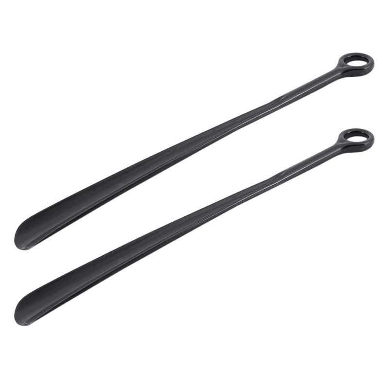 2X 18.5Inch Plastic Extra Long Handle Shoe Horn Shoehorn Flexible Easy Sturdy Slip Aid, Black