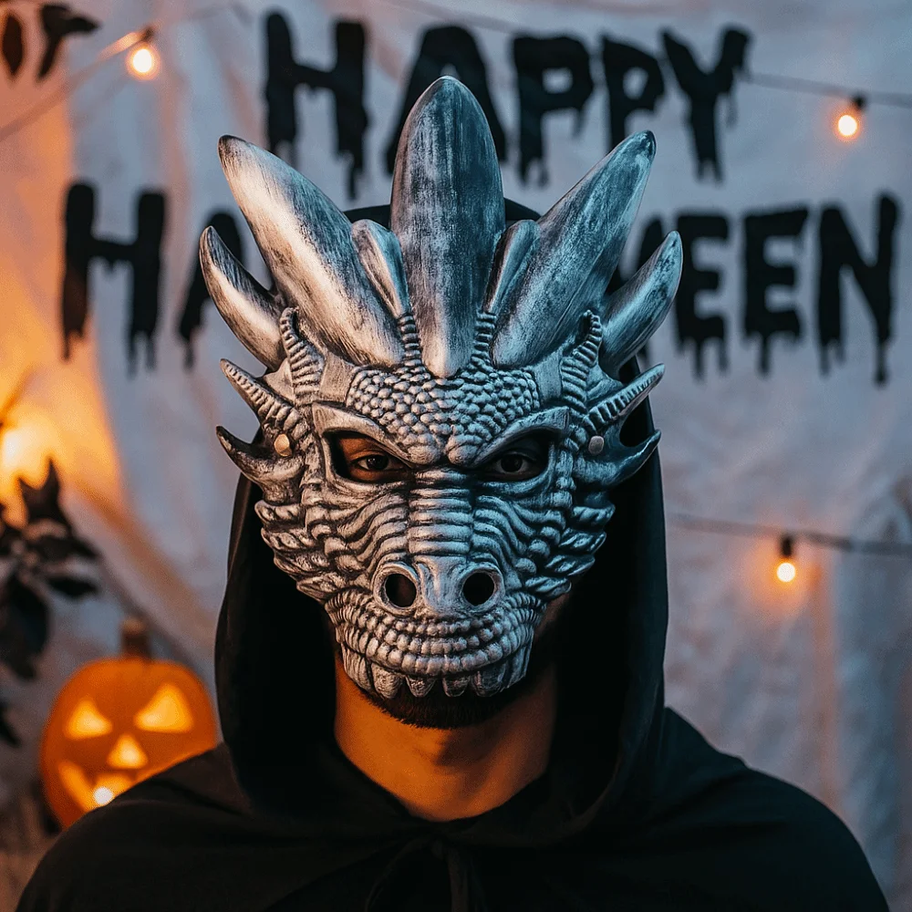 Punk Kunststoff Drachen Kopf Maske Vollgesicht Tier Halloween Maske Dress Up Requisiten Cosplay Zubehör Maskerade Maske Frauen