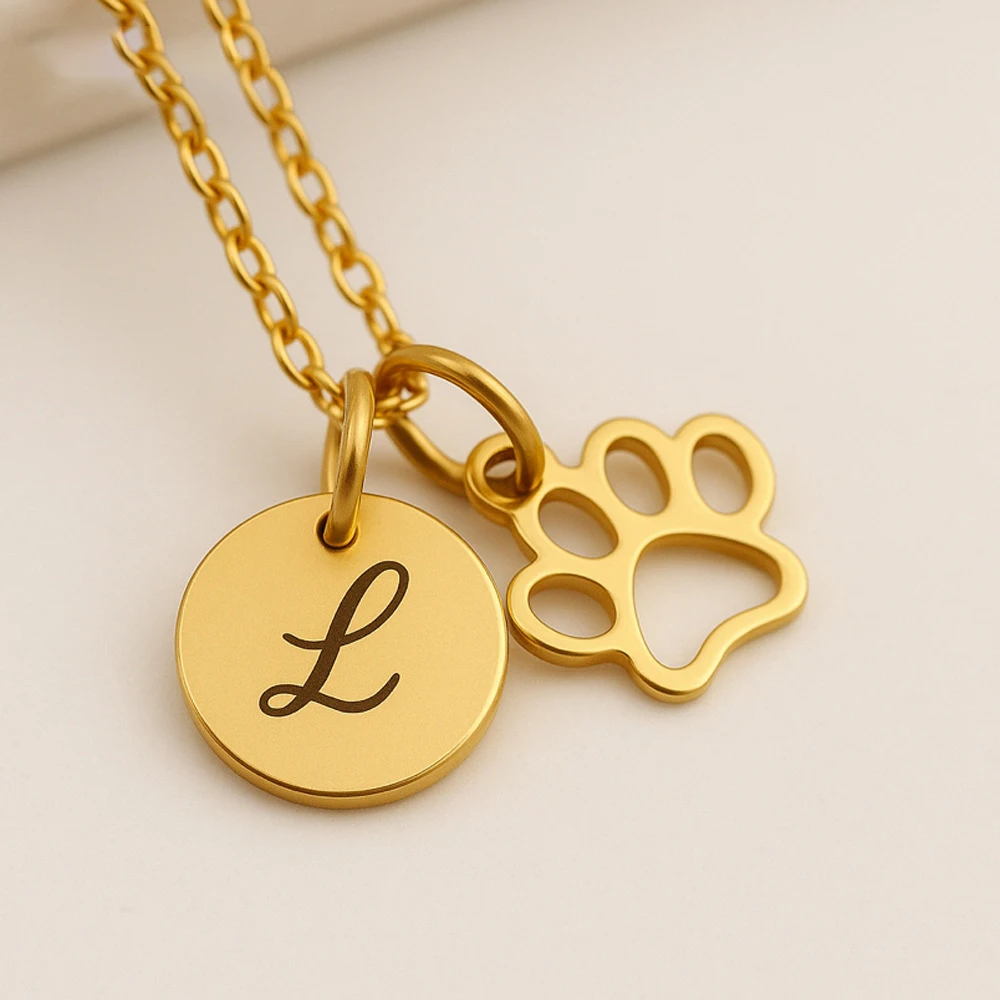 

Ожерелье с именем на заказ, персонализированное ожерелье в виде лапы, цепочка из нержавеющей стали, милое ожерелье в виде кошки, собаки, лапы для домашних животных, ювелирные изделия, подарки для женщин