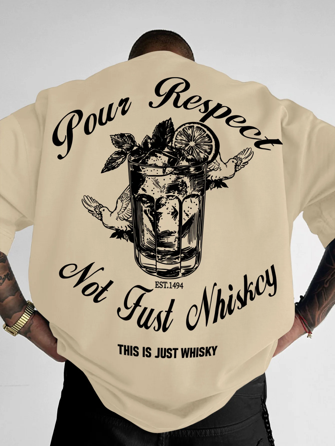 الرجال القطن الإبداعي نمط ويسكي الجليد طباعة بسيطة لينة مريحة للتنفس قصيرة الأكمام الشارع الهيب هوب قصيرة الأكمام #3