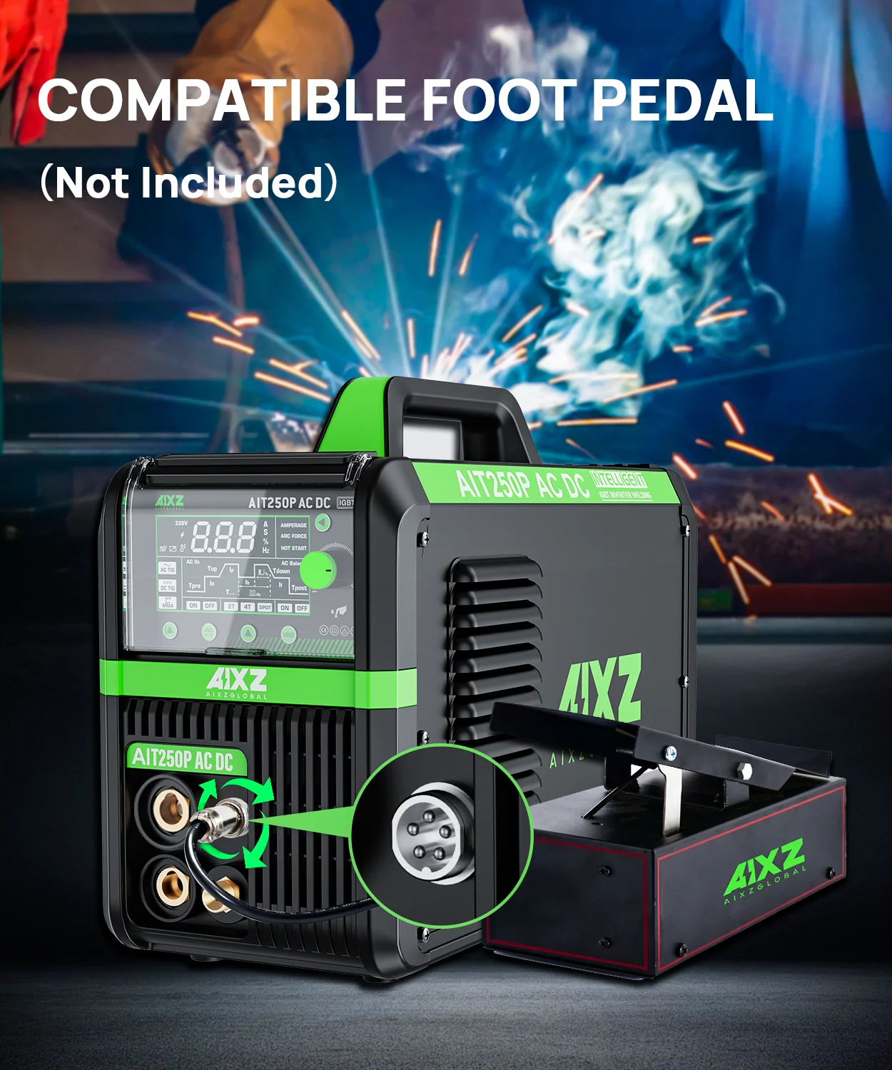 AIXZ 250 Ampere 5-in-1 HF TIG Schweißgerät AIT250P AC/DC Aluminium-Schweißgerät MMA ARC Argon Digital Puls TIG Schweißmaschine 2T/4T IGBT Inverter für Edelstahl Aluminium Hot Start Arc Force Anti-Stick – Detail 11
