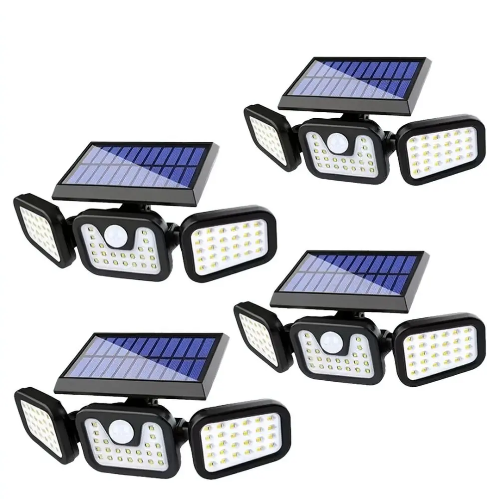 Split Solar Led Wall Light Triple Head Outdoor Waterproof Motion Sensor Lamp For Garden Pathway Yard Security Lighting