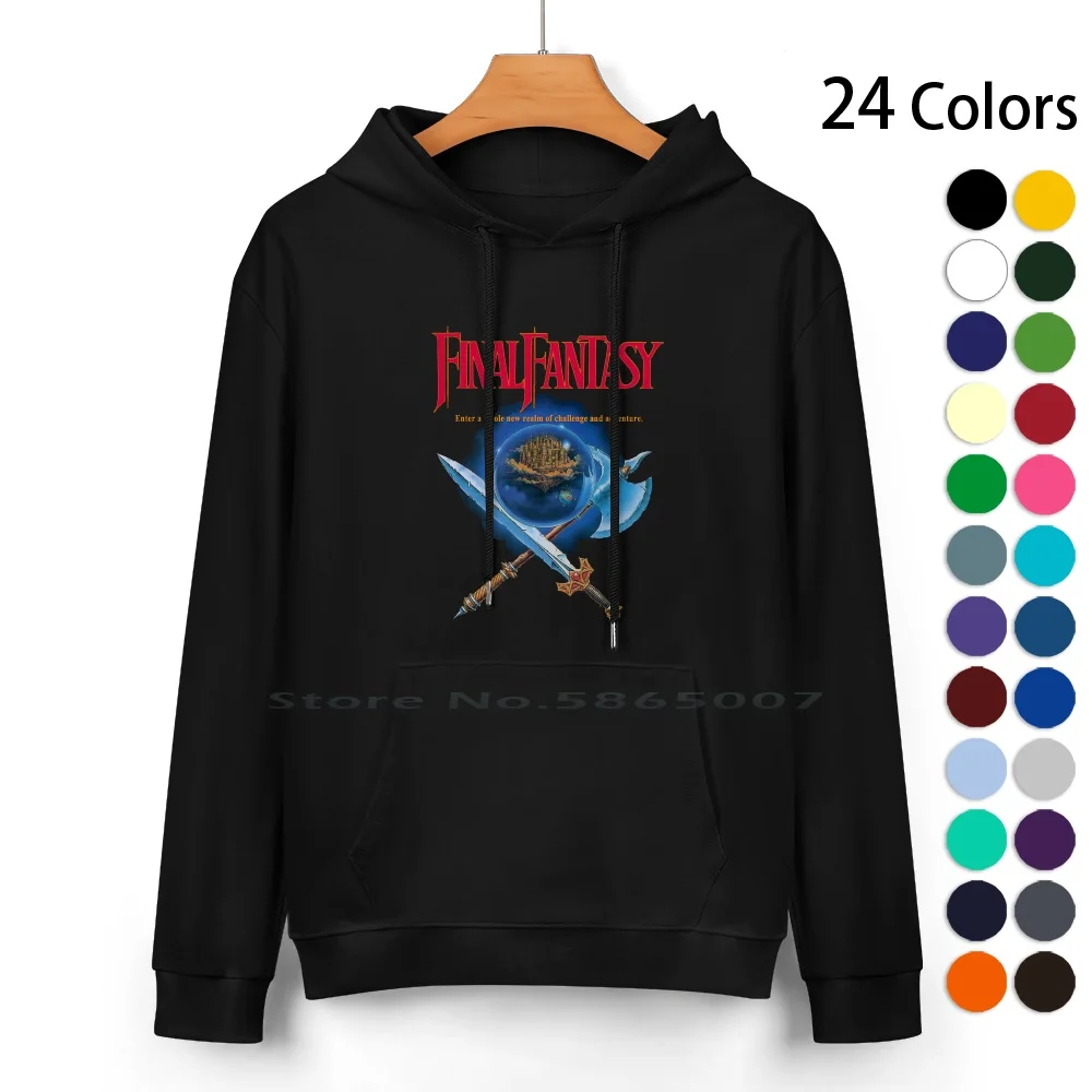 Final Fantasy 1 Nes Classic Art Pure Cotton Hoodie Sweater 24 Colors Final Fantasy Squaresoft Rpg Snes Logo Games Gaming Retro