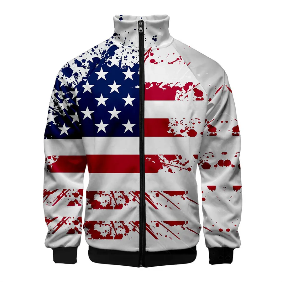 

Coat American Flag 3d print Sweatshirt Long Sleeve Jacket Autumn Winter Harajuku Hoodie Men Women Sweatshirts