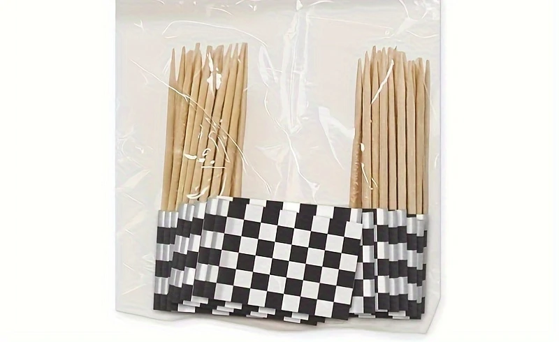 50pcs, Checkered Racing Flag Party Food Topper For Race Car Party toothpick flag Cupcake Topper Cupcake Decor Theme Party