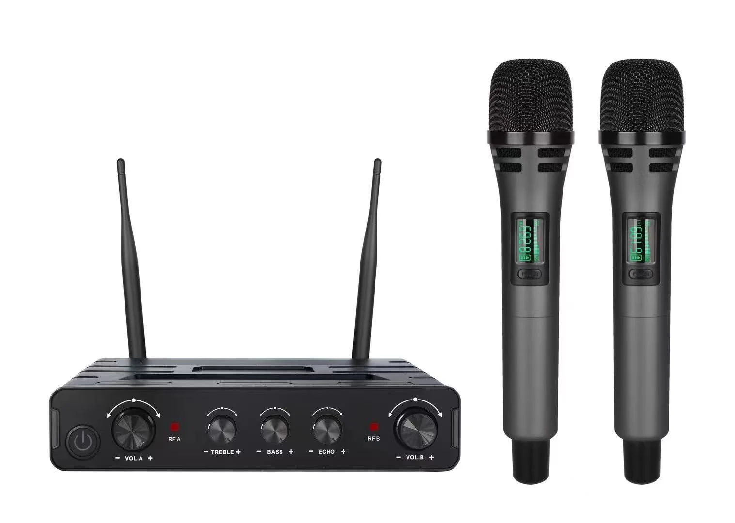 

Prisual Professional Wireless Microphone UHF Dual Cordless Metal Dynamic System with Rechargeable Receiver,for Satge Singing