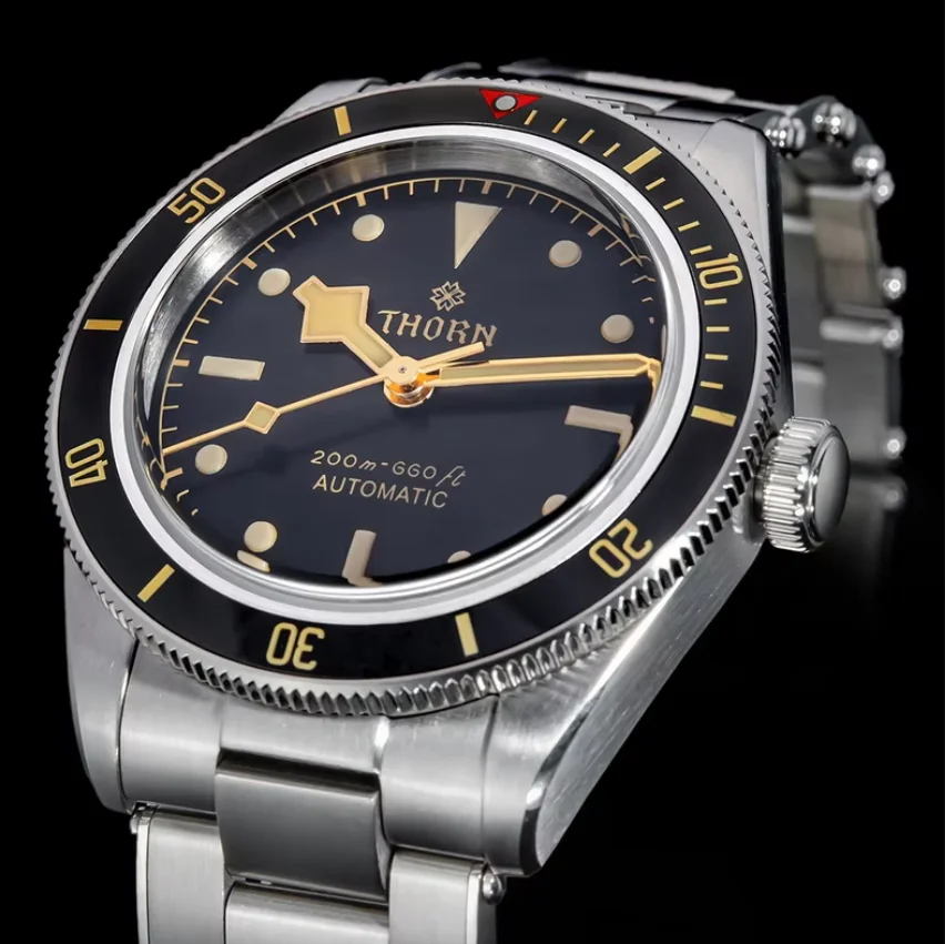 THORN Men Automatic Watch 38.8mm Mechanical Wristwatch Diver 200m Waterproof C3 Luminous Sapphire Mirror NH35 Ceramic Bezel