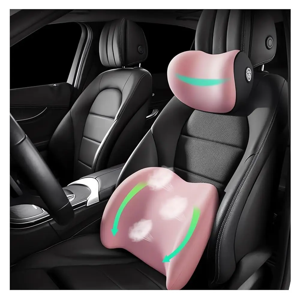 

Car Headrest & Lumbar Support Cushion Ergonomic Car Seat Neck Back Rest Pillows Orthopedic Memory Foam Head Rest and Lower Lu