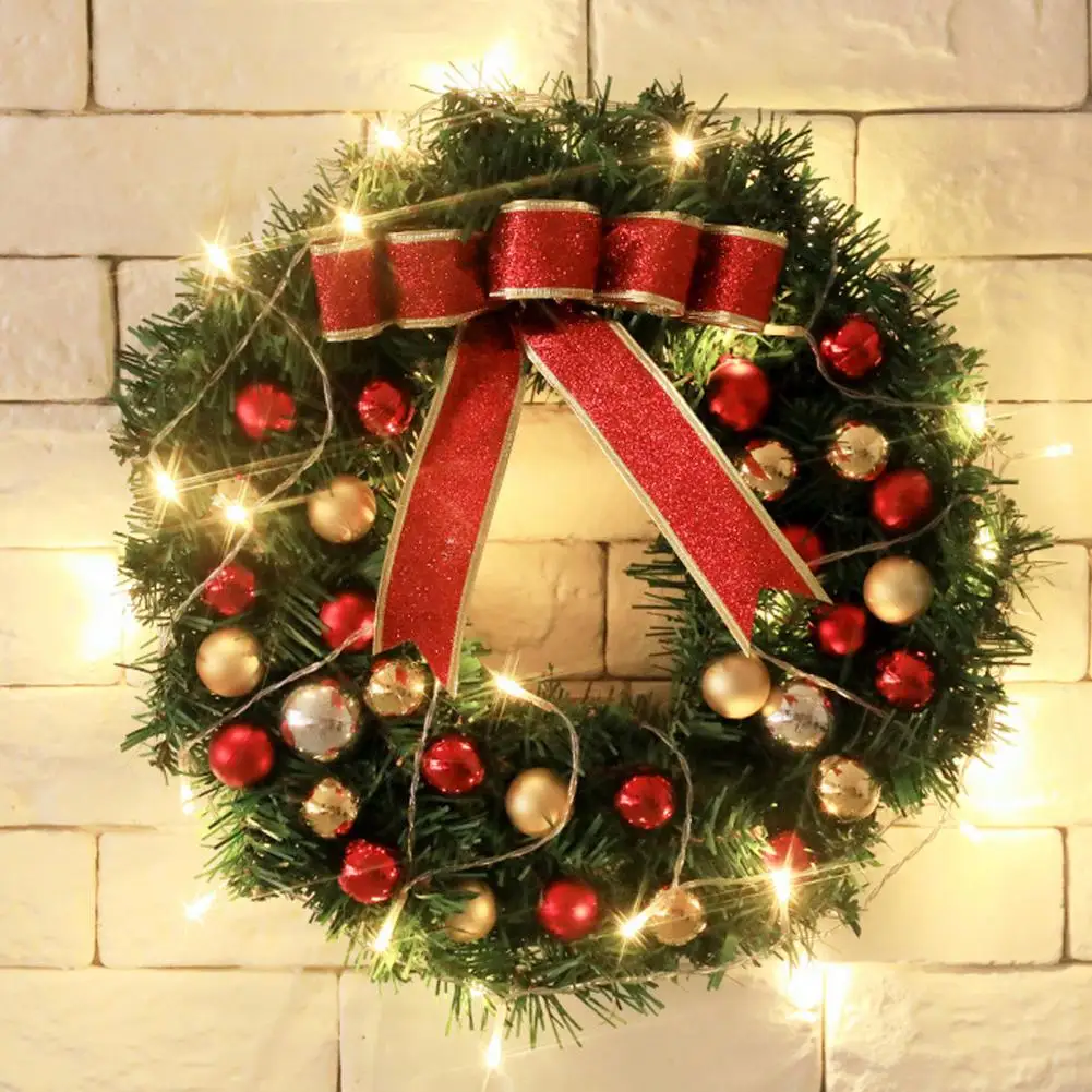 

Christmas Wreath with Led Light Big Bowknot Christmas Wreath Led Glowing Christmas Wreath 30/40cm Pine Needle Bowknot for Indoor