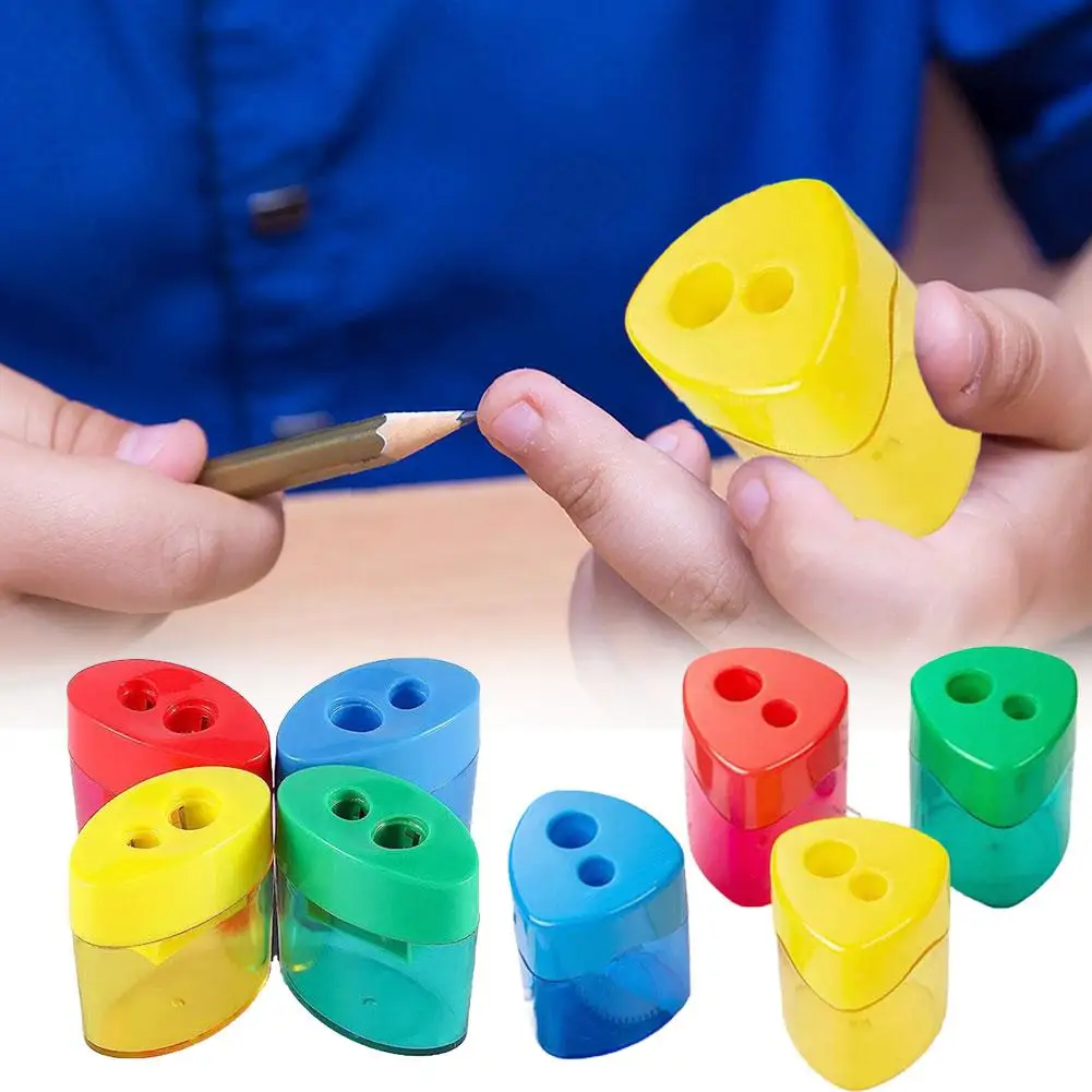 Double-hole Pencil Sharpener Manual Handheld Dual Holes Compact Pencil Sharpener Dual-Function Sharpener Stationery Supplies
