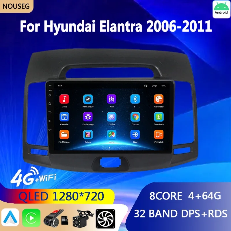 

Автомобильный DVD-плеер на Android 10, навигация GPS для Hyundai Elantra 2006-2011, автомобильный мультимедийный радиоплеер, Wi-Fi, 4G Carplay