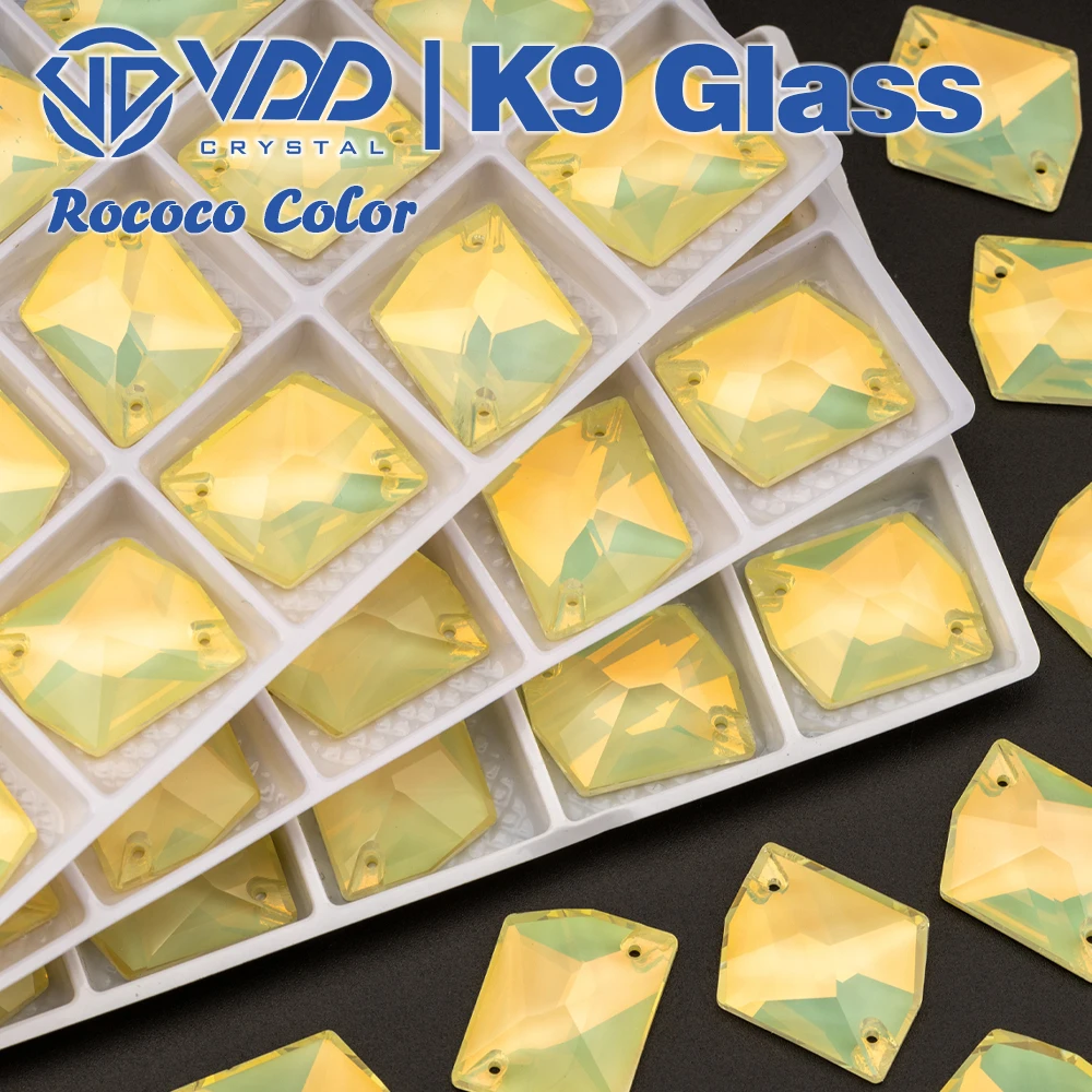 VDD 17x21mm Cosmic Rococo-L.Yellow K9 Glas-Nähsteine zum Aufnähen, AAAAA Kristall-Flachsteine für Bastelarbeiten, Kleidungsdekoration – Detail 1