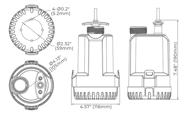 1500 GPH 미니 배수 펌프 하이 리프트 12V 해양 워터 펌프 OEM 맞춤형 전기 잠수정 펌프