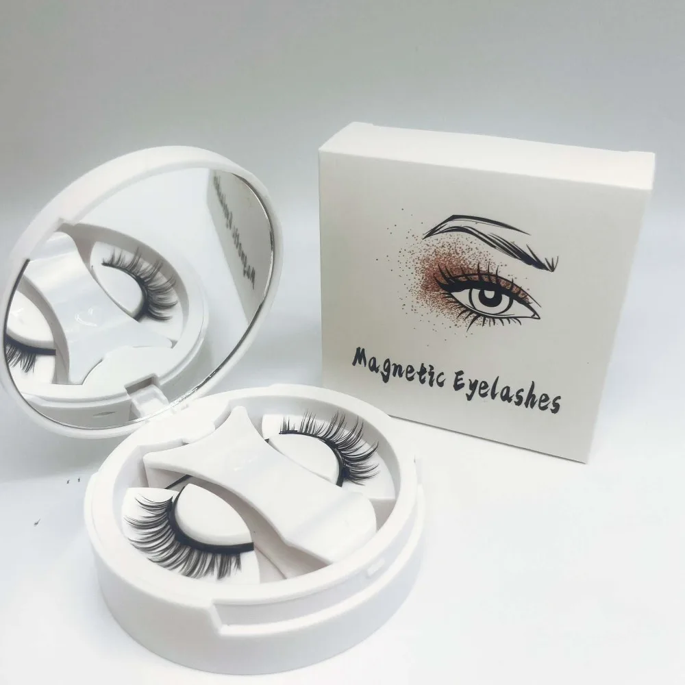 Cat Eye Magnetic False Eyelashes Makeup with Mirror Magnetic Eyelashes with Clip Reusable Fluffy Glue Free False Eyelashes