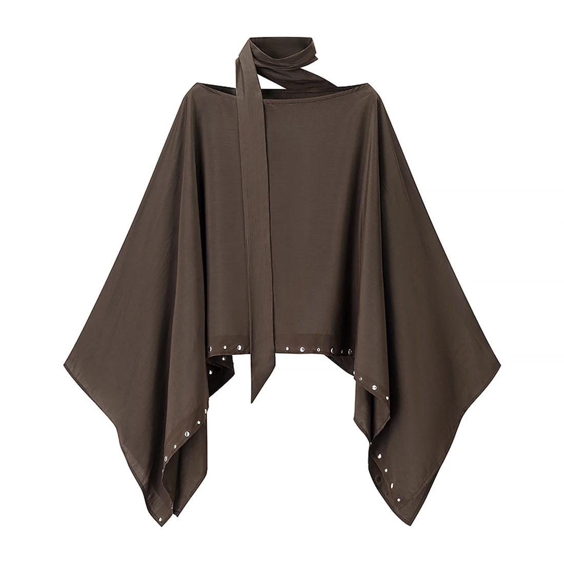 

New 2025 Women's Fashion Solid Color Casual Studded Cape Top Shawl - Solid Color Women's Coat Top for Stylish Layering