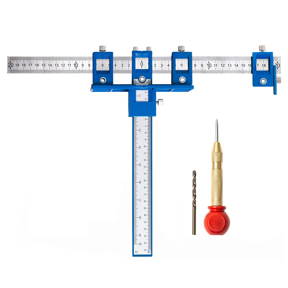 

Punch Locator Jig Adjustable Drill Guide Tool For Wood Doweling Detachable Stainless Steel Ruler Accurate Positioning