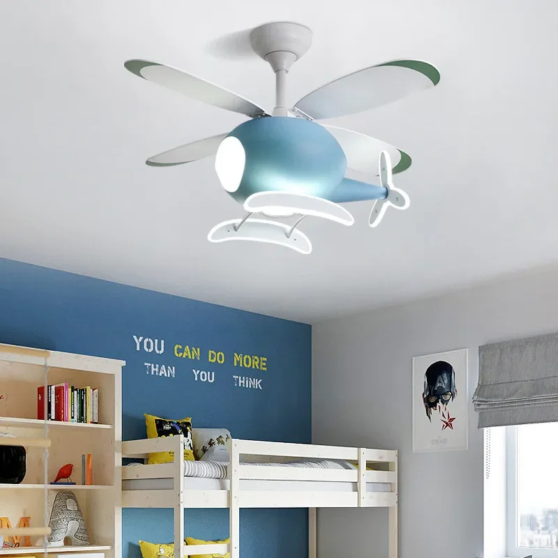 Imagem -03 - Modern Cartoon Aircraft Led Ceiling Chandeliers para Crianças Luzes de Ventilador para Quarto Decoração Escurecendo Brilho Remoto Quarto de Menino e Menina