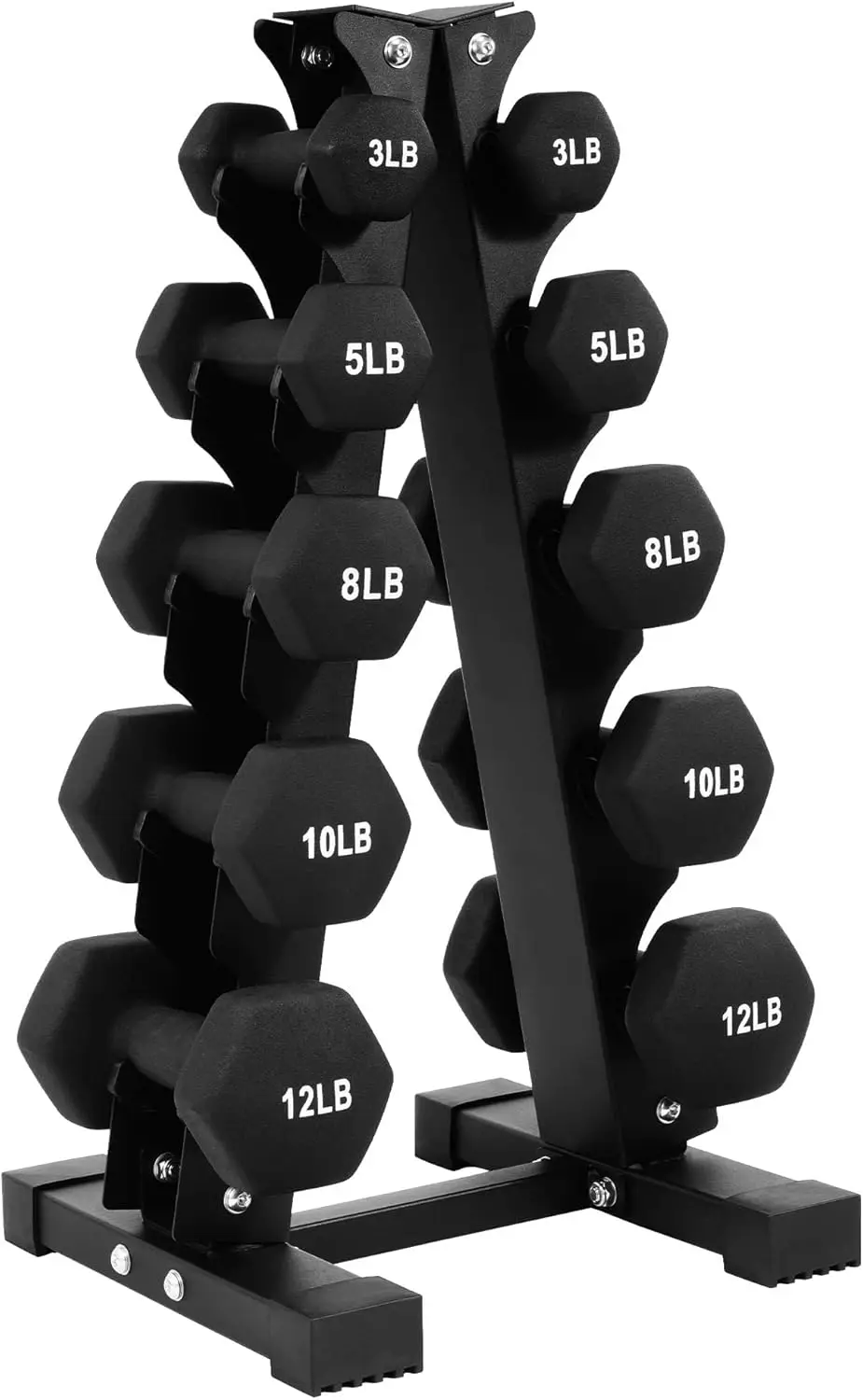 

Hex Dumbbell Set with Stand - Non-Slip Grip for Strength Training, Home Gym Fitness, Color Options