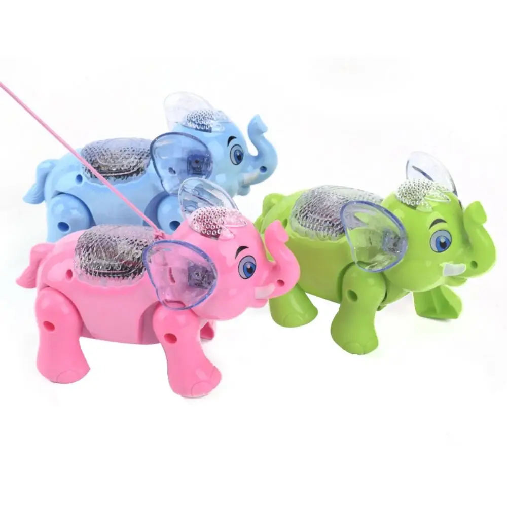 Interactive Electric Pull Rope Elephant Toy Robot Toy Electronic Swinging Walking Elephants Toy Funny Light-emitting