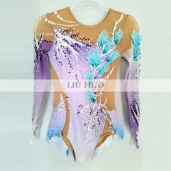 LIUHUO Rhythmic Gymnastics Leotard Customize Adult Women Girl Costume Performance Competition Dance Dress Kids Teens Multicolor