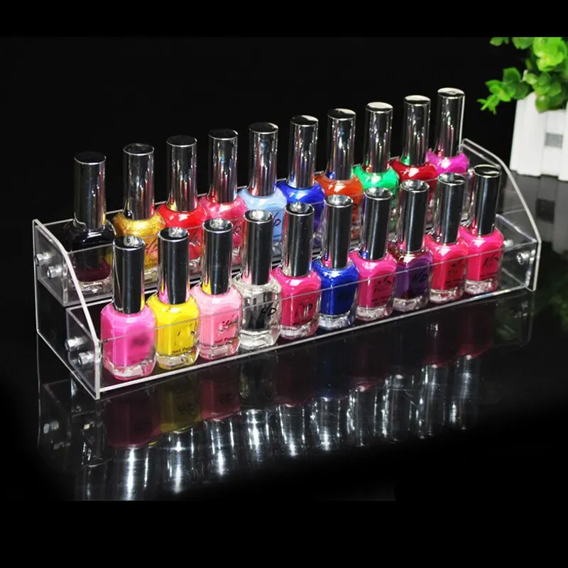 2 Layer Nail Polish Display Box Clear Acrylic Multifunctio Organizers Lipstick Jewelry Polishing Sand Strip Toolbox Makeup Box