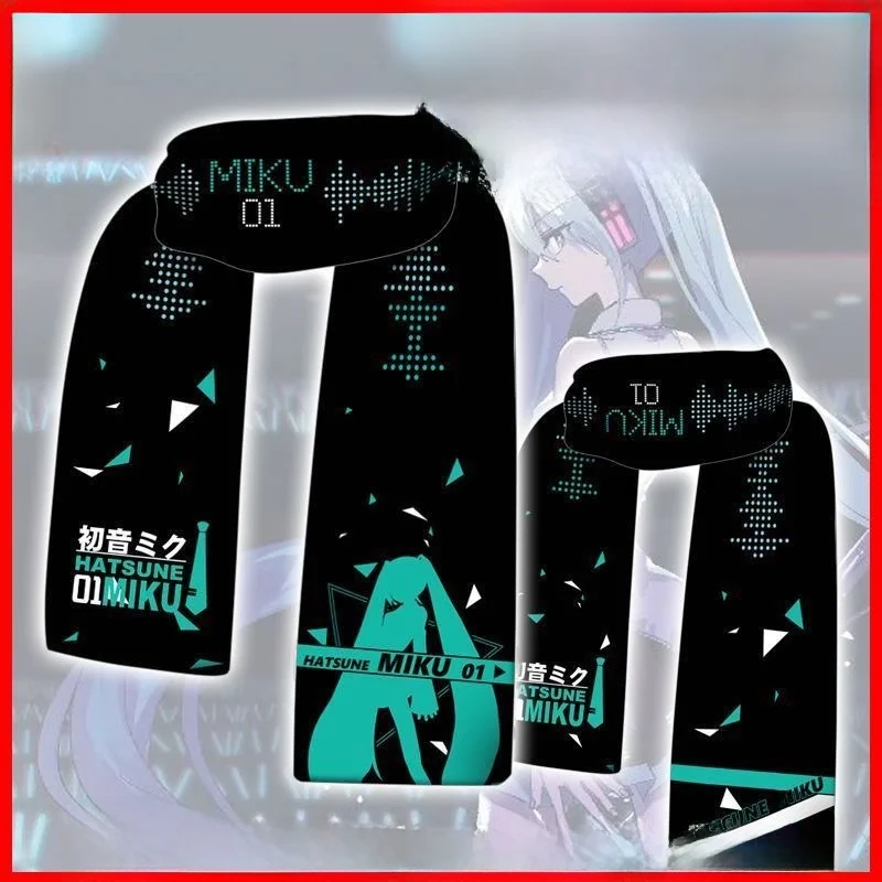 両面フリーススカーフネックウォーマー男性と女性のための秋冬暖かさアニメボーカロイド未来周辺アクセサリー