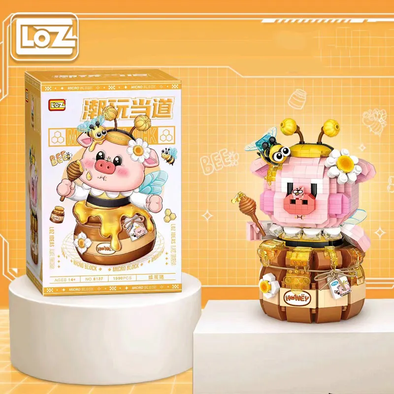 Loz Honey Pig Candy Toy Pig Tide Play Micro Particles Assembled Building Block Toy Decompression Cure Cartoon