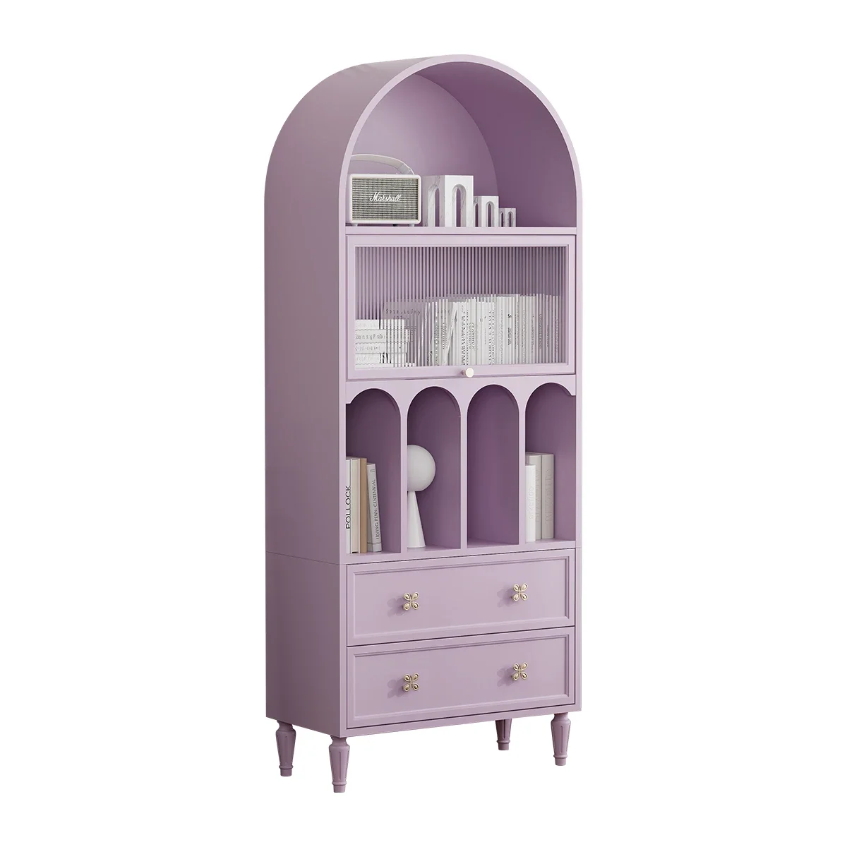 

Bookcase Arch Sideboard Cabinet Flip Door Wine Cabinet Integrated Nordic Pink Cabinet Living Room Purple Corner Cabinet