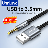 Unnlink USB to 3.5mm Audio Cable USB Sound Card Earphone 2 In 1 Aux Audio Cable for Desktop PC Laptop to Headphone Amplifier