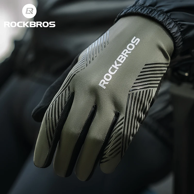 ROCKBROS Cycling Gloves Summer Spring Breathable SBR Palm Padding Non-slip Touch Screen Full Finger MTB Road Bike Riding Gloves