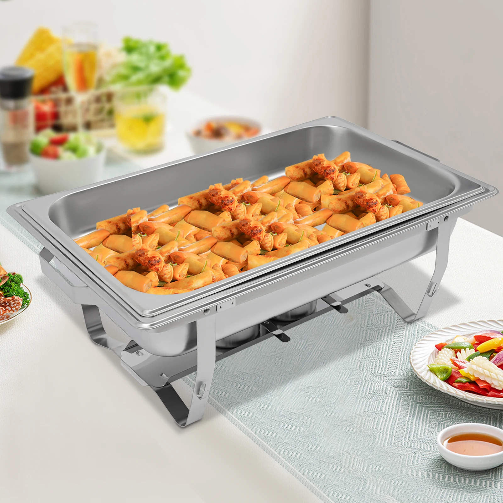 Bymaocar Modern Stainless Iron Chafing Dish Set - 1.54Gal Rectangular Buffet Server with Easy Cleaning and Durable Design