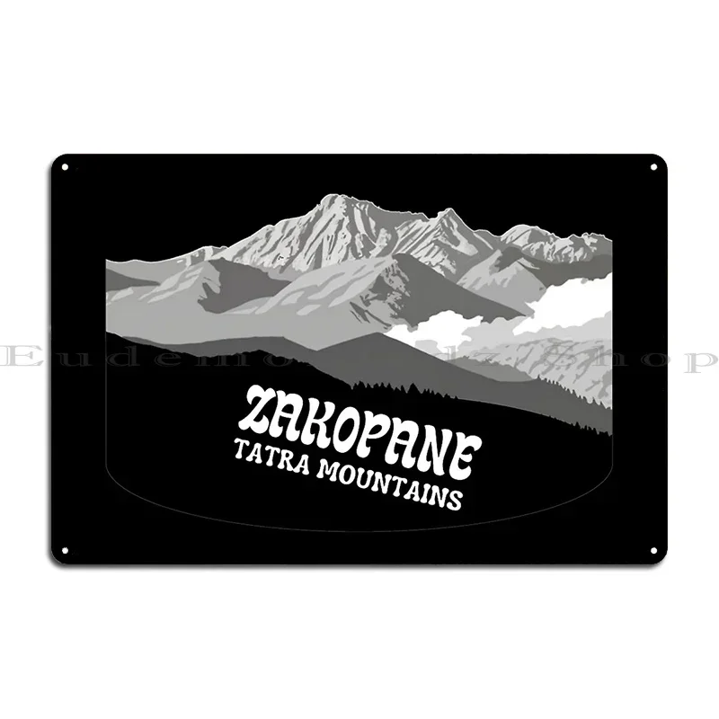 Tatra Mountains Drawing Illustration Zakopane Poland Metal Plaque Rusty Cave Wall Decor Personalized Poster Tin Sign Poster