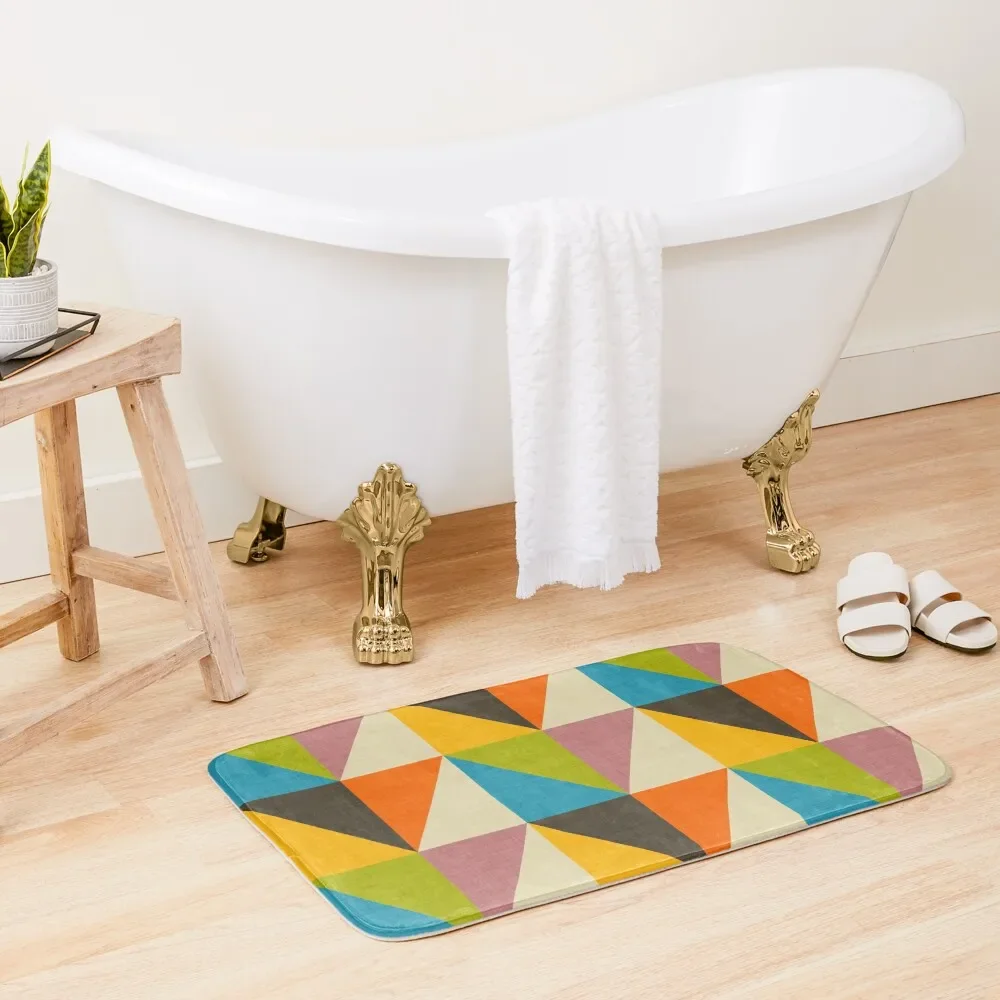 

Retro Color Block Chevron Color Fun Bath Mat Bathrooms Accessories Novelties Carpet For Bath Anti-Skid For Toilet Mat