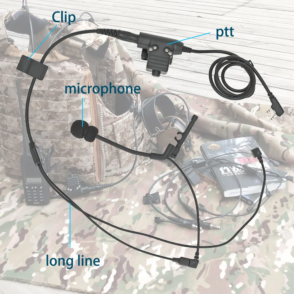 TCIHEADSET Tactical PTT U94 Y-Line Kit Tactical Headset Comtac II IPSC Headphone Microphone for Peltor Shooting Airsoft Earphone