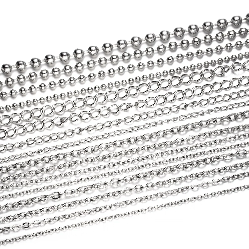 

5m/lot Multiple Styles Stainless Steel Extension Chain Ball Chain For DIY Bracelet Necklaces Jewelry Making Findings Accessories