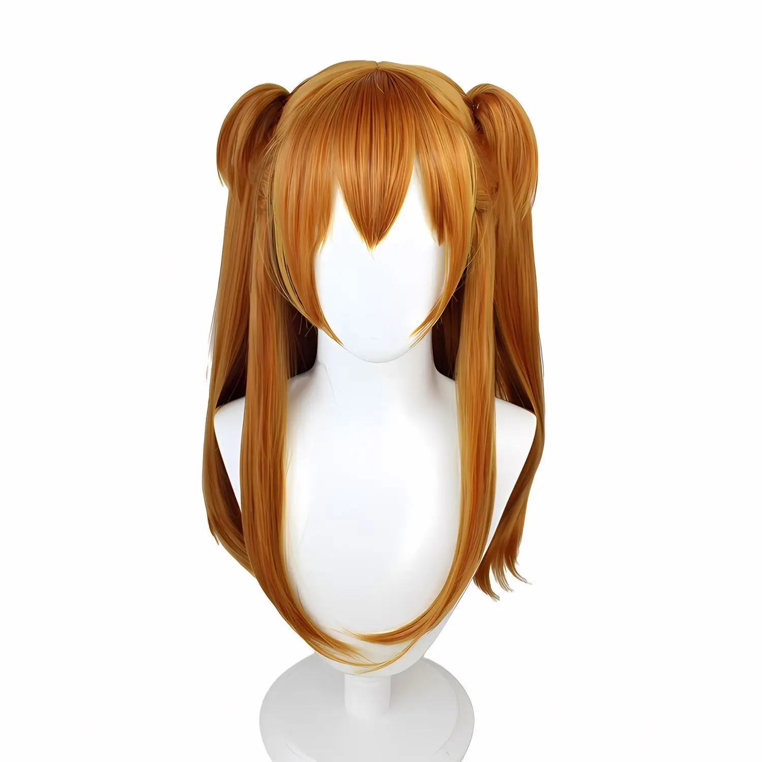 EVA Asuka Langley Perücke – Double Tail Anime Cosplay Haar, synthetische Kopfhaut, Prinzessinnen-Stil, Evangelion Fan-Kostüm