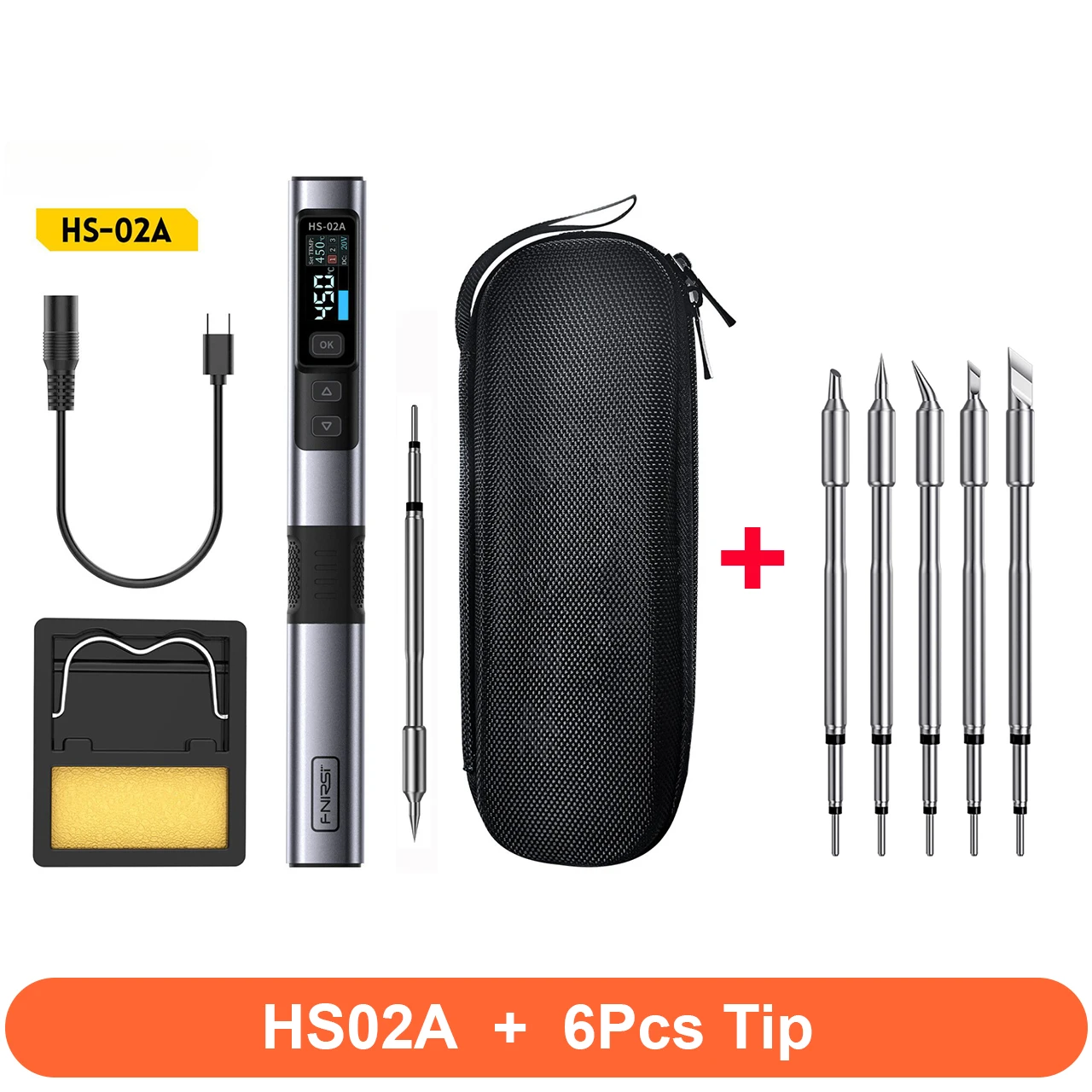 FNIRSI HS02 Soldeerbout HS-02A Gereedschapskist PD 100W Verstelbare Constante Temperatuur Lassen Reparatie Tools C210 Tips