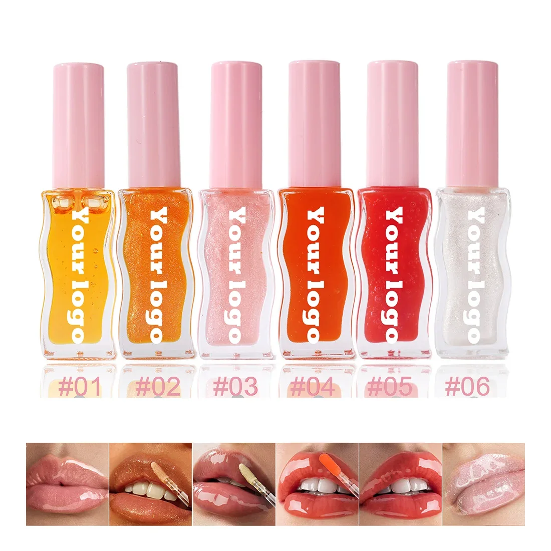 50 قطعة شعار مخصص ماكياج التجميل غير لزجة الشفاه توهج النفط بلسم العناية الطبيعية نباتي ترطيب زيت الشفاه #1