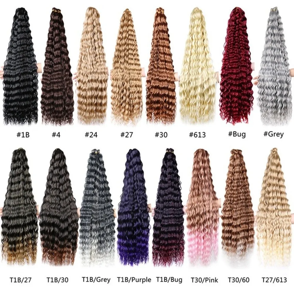 Heat Resistant Synthetic Fiber Wigs Super light Brushable Chemical Fibre Hair Bundle Easy to braid 30inch Crochet Hair Women