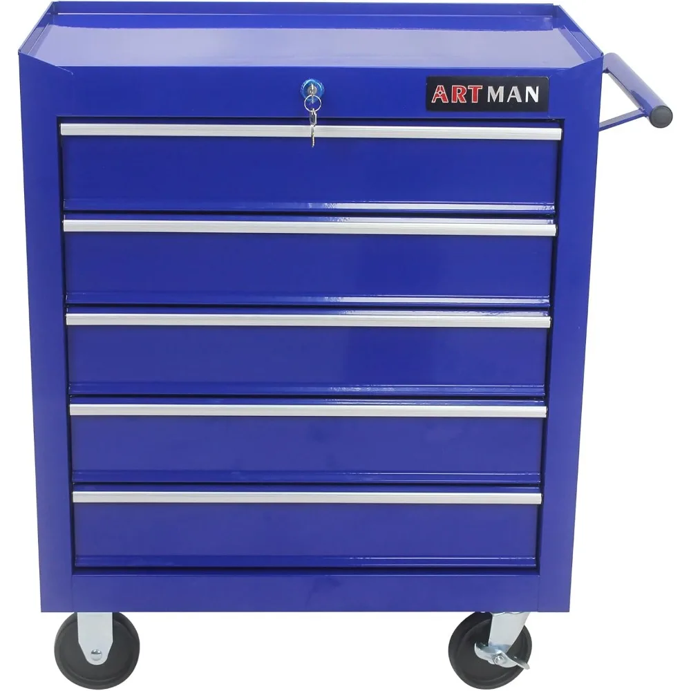 

5 Drawer Rolling Tool Cart, Rolling Tool Box with Wheels, Lockable Home Repair Tool Storage Cabinet
