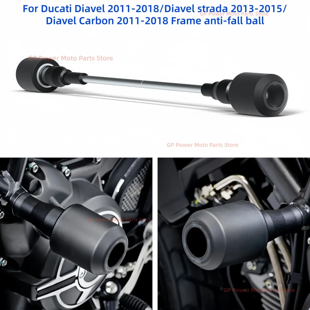 Barra anticaída para motocicleta Ducati Diavel Strada, de carbono, con soporte de protección del motor, buje de goma y material de aleación de aluminio.